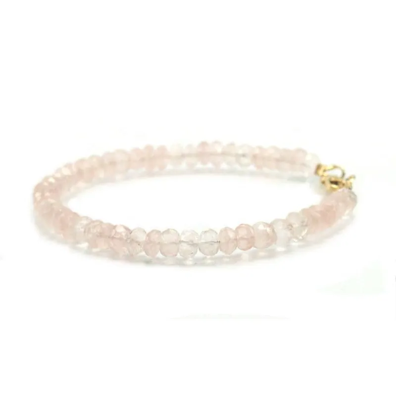 Rose Quartz Faceted Rondelle Bracelet with Gold Filled Trigger Clasp