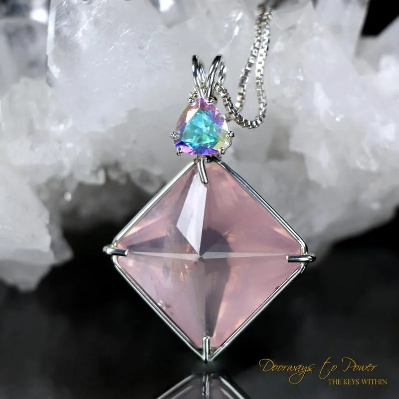 Rose Quartz Mystic Topaz Magician Stone Pendant Necklace