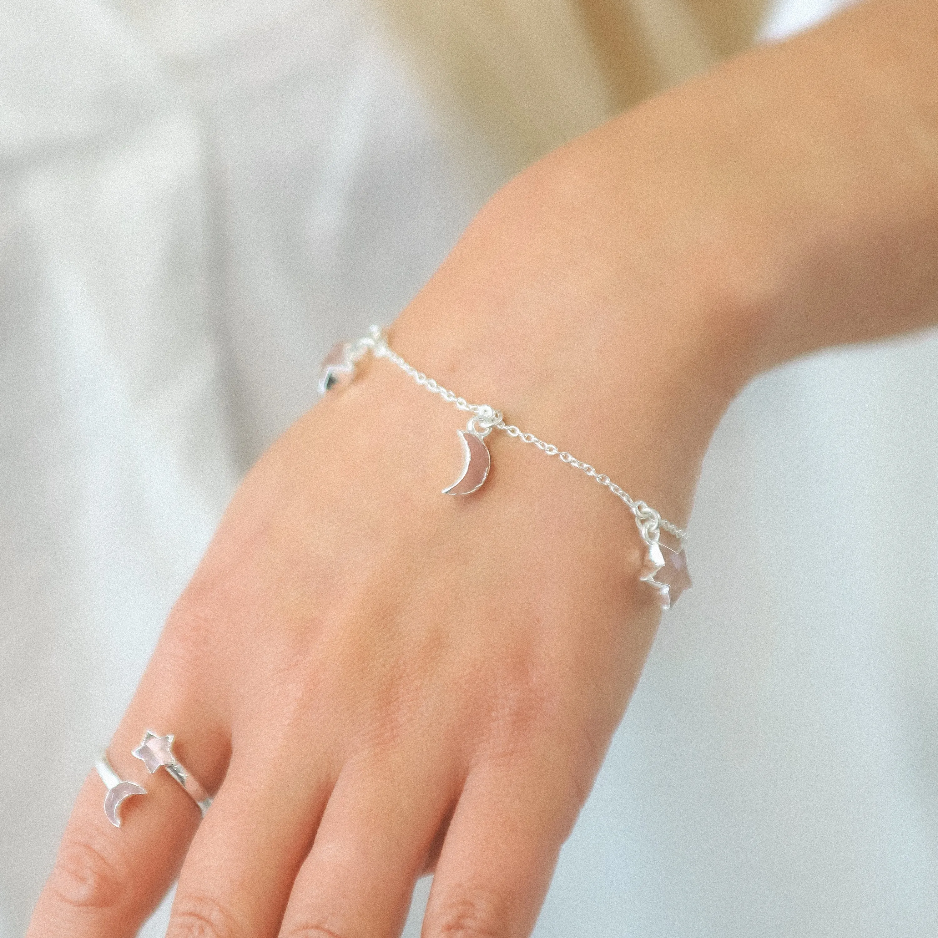 Rose Quartz Star & Moon Gift Set | 925 Sterling Silver