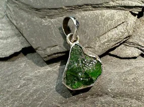 Rough Chrome Diopside, Sterling Silver Pendant