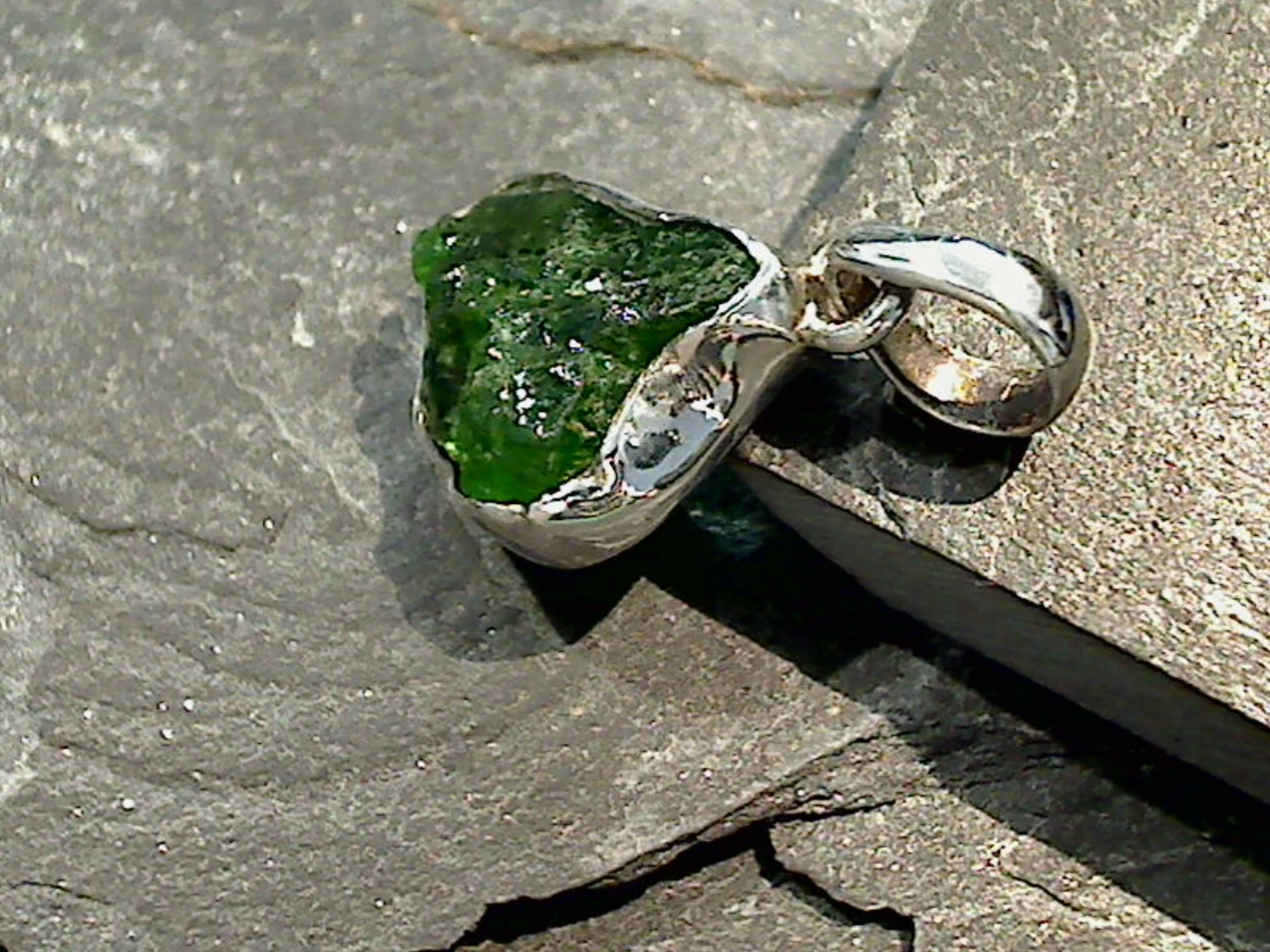 Rough Chrome Diopside, Sterling Silver Pendant