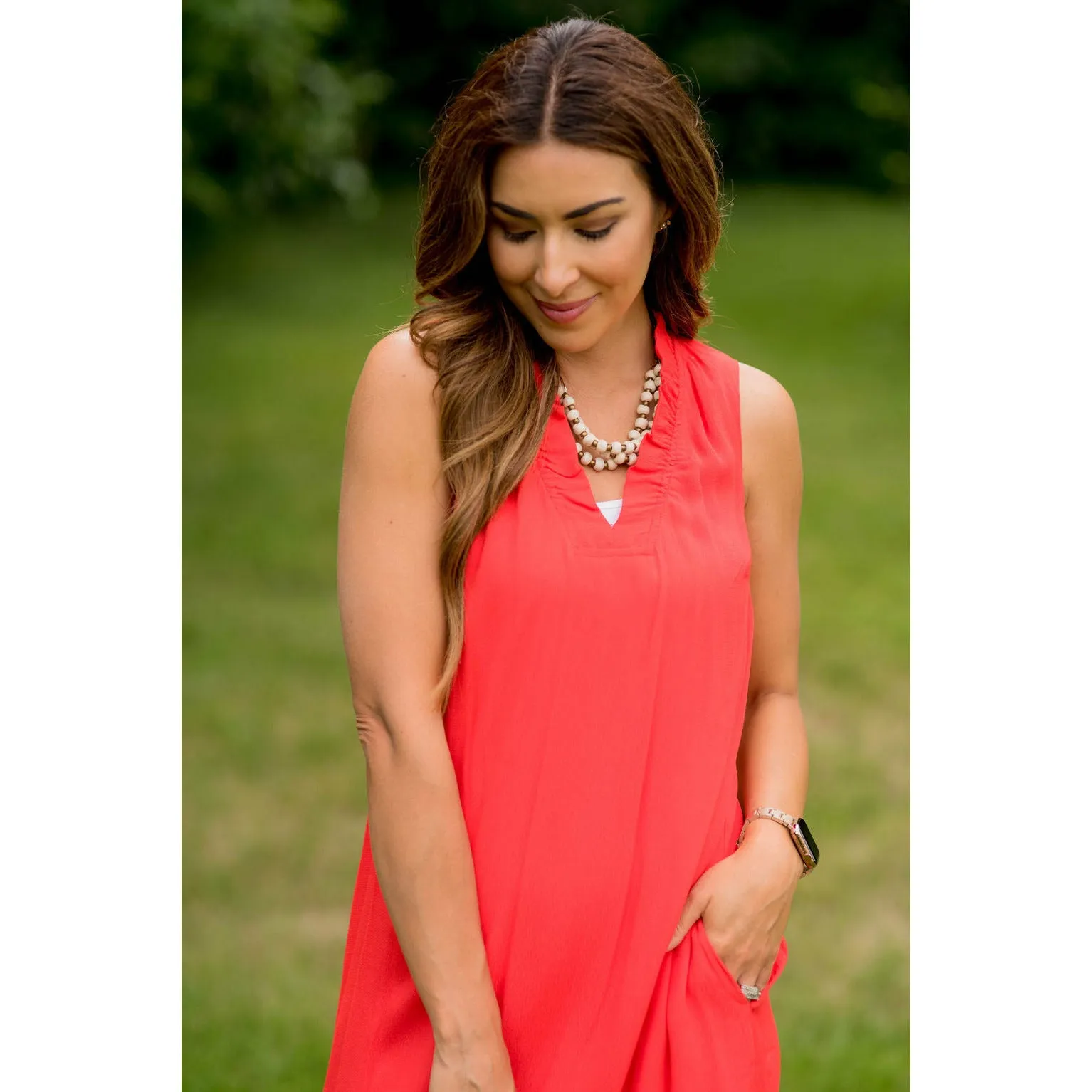 Ruffle Neck Accent Dress