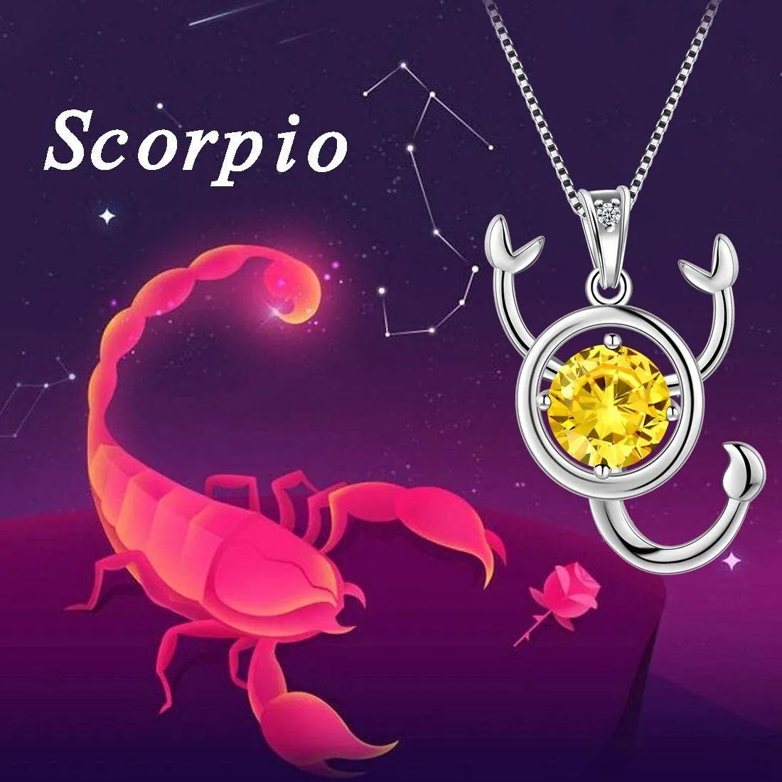 Scorpio Zodiac Necklace November Birthstone Pendant Women Girls Jewelry Birthday Gift Women Girls Jewelry Birthday Gift