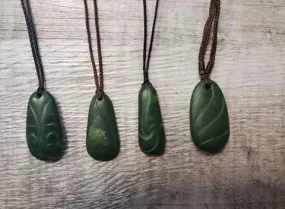 Short Wide Jade Teardrop with Shallow Carving- made in Jade City