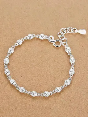 Silver Bracelet Rose Flower Bracelet Send Lover Gift Silver Jewelry