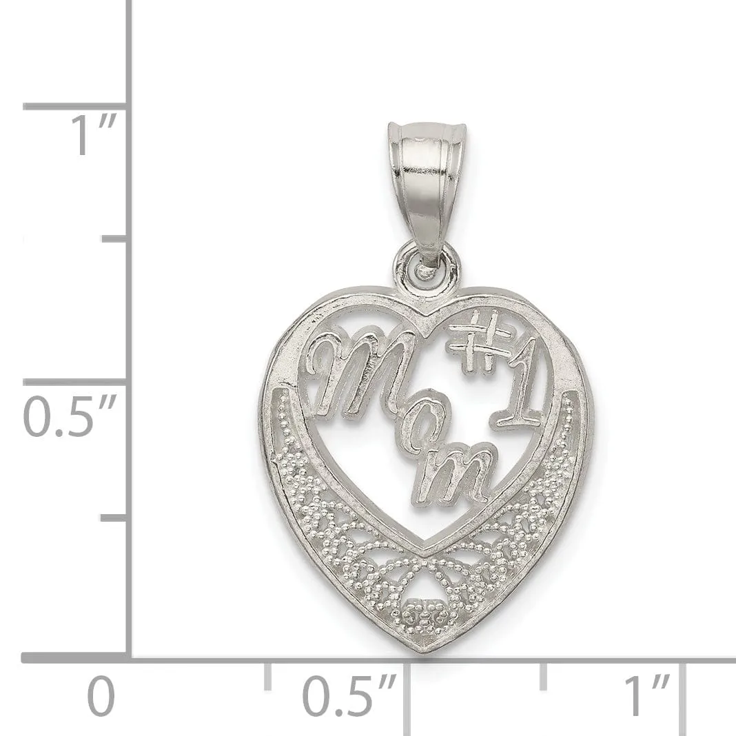 Silver Flat Open Back # 1 Mom Charm Pendant