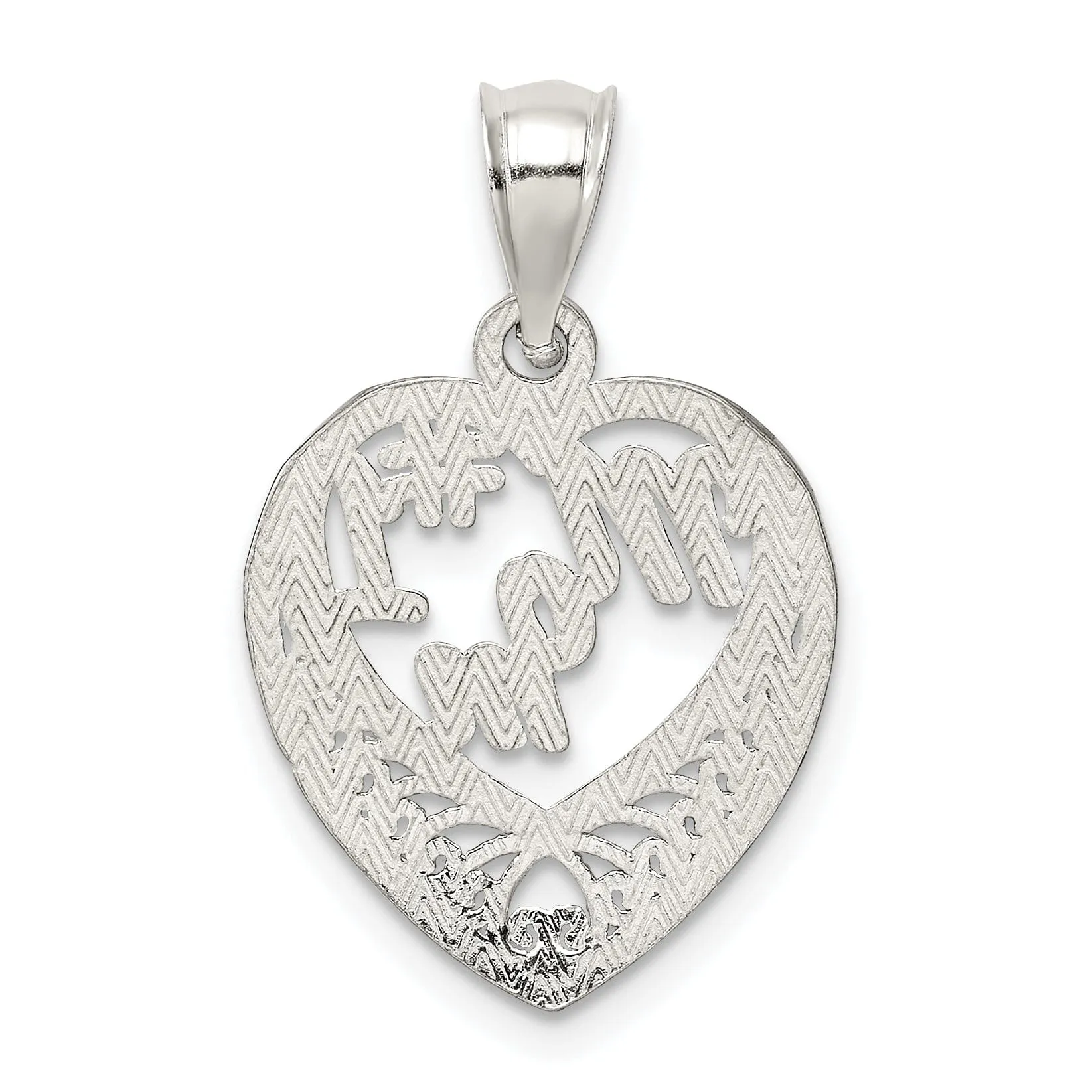 Silver Flat Open Back # 1 Mom Charm Pendant