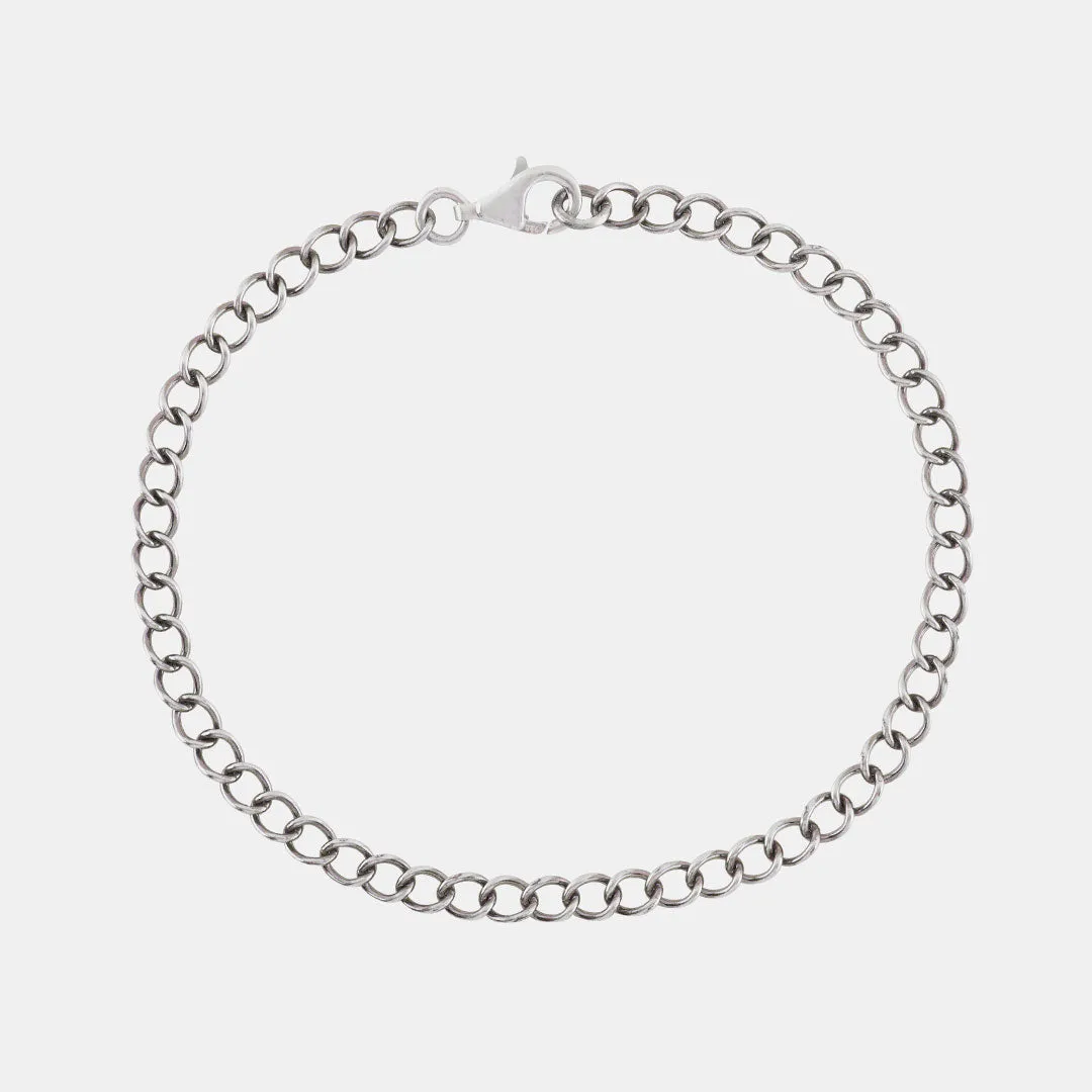 Silver Open Link Curb Chain Bracelet