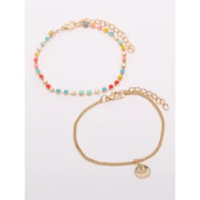 Smiley Face Chain Bracelet Set