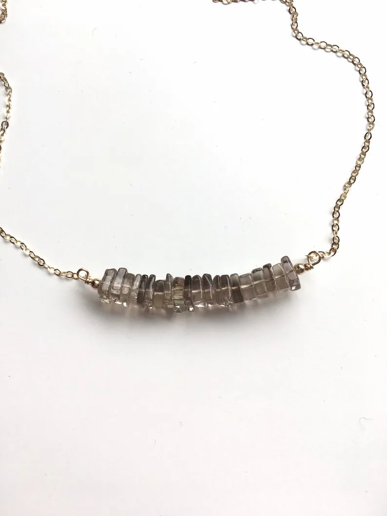 Smoky Quartz Bar Necklace Root Chakra Jewelry Grounding