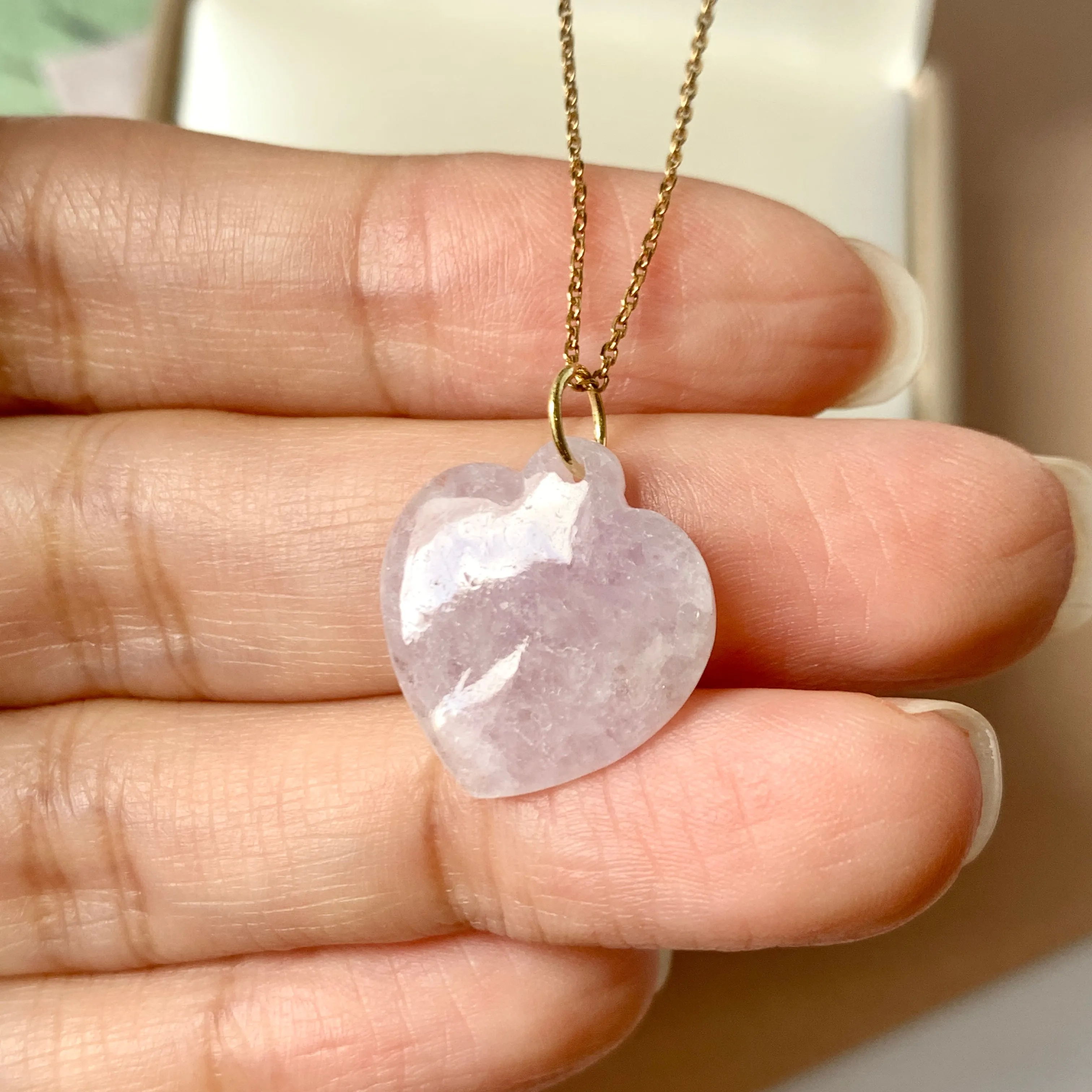 SOLD OUT: A-Grade Lavender Jadeite Bespoke Heart Pendant No.220641