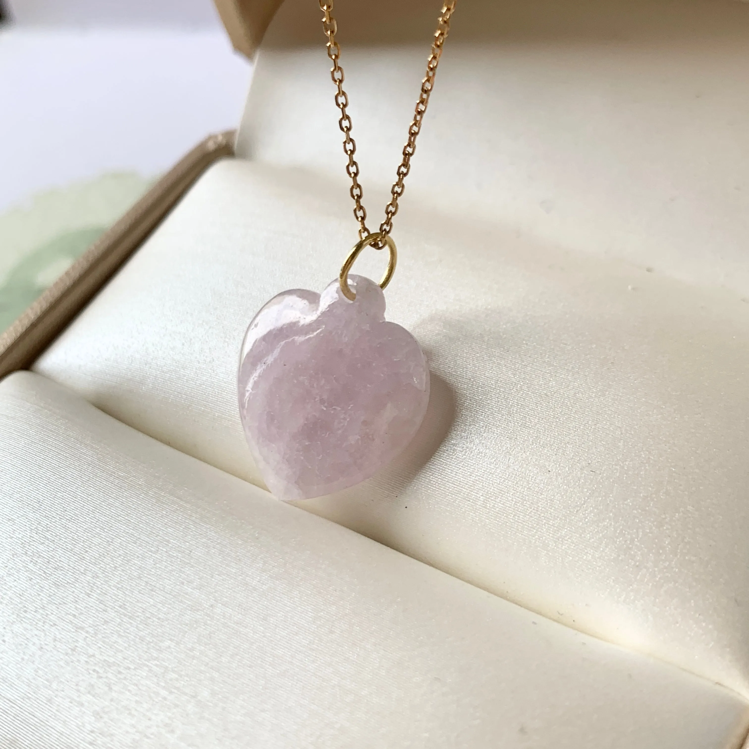 SOLD OUT: A-Grade Lavender Jadeite Bespoke Heart Pendant No.220641