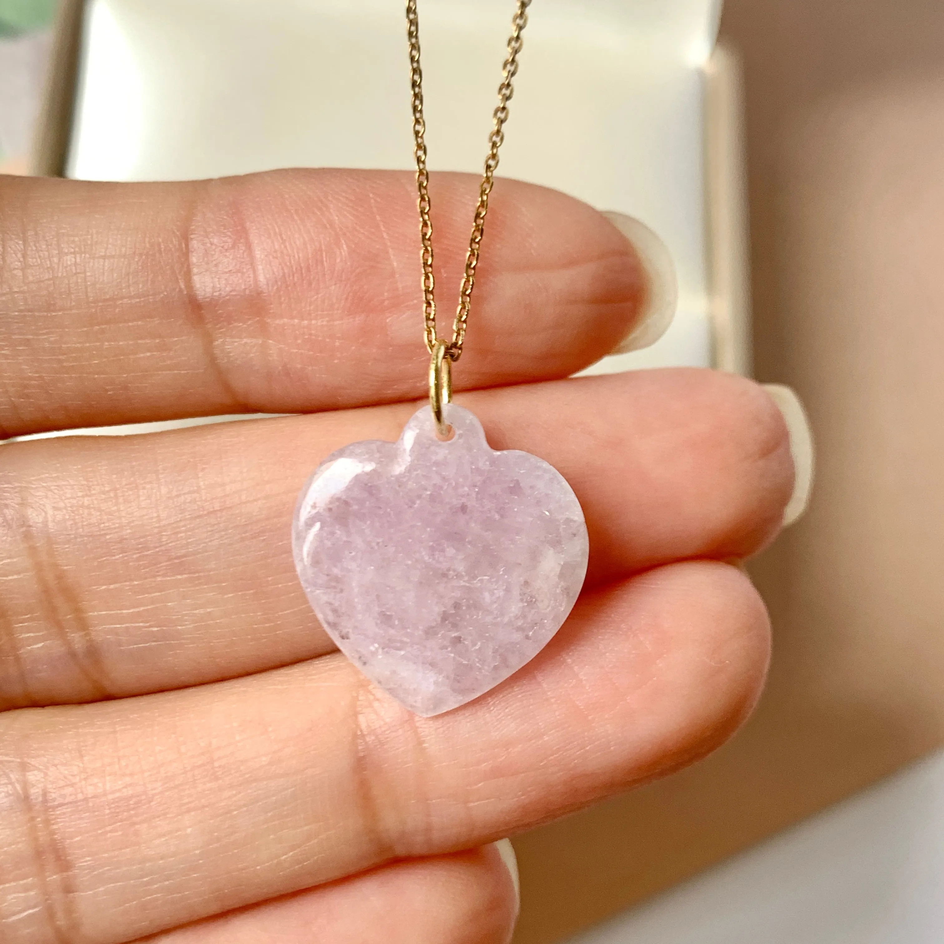 SOLD OUT: A-Grade Lavender Jadeite Bespoke Heart Pendant No.220641