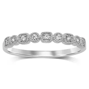 Stackable Ring with 0.10ct of Diamonds in 9ct White Gold