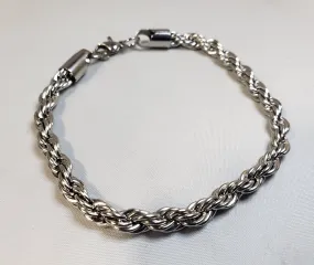 Stainless Steel Rope Bracelet 8.5" with Lobster Claw Clasp.