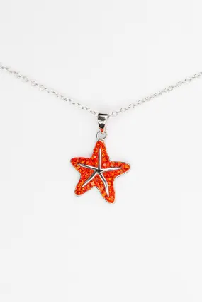 Starfish Crystal Silver Pendant Necklace