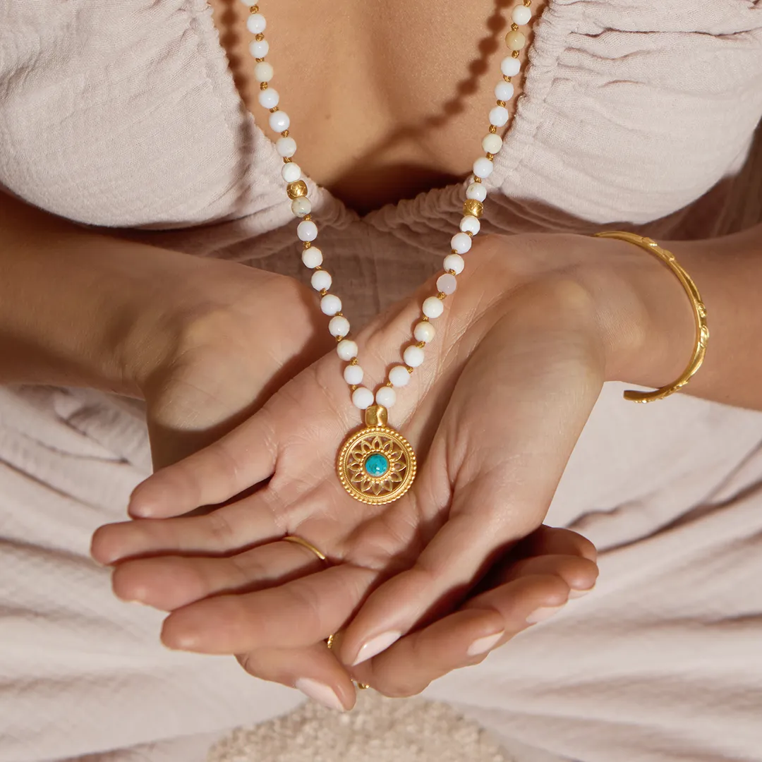 Step Into Self White Opal Mandala Mala