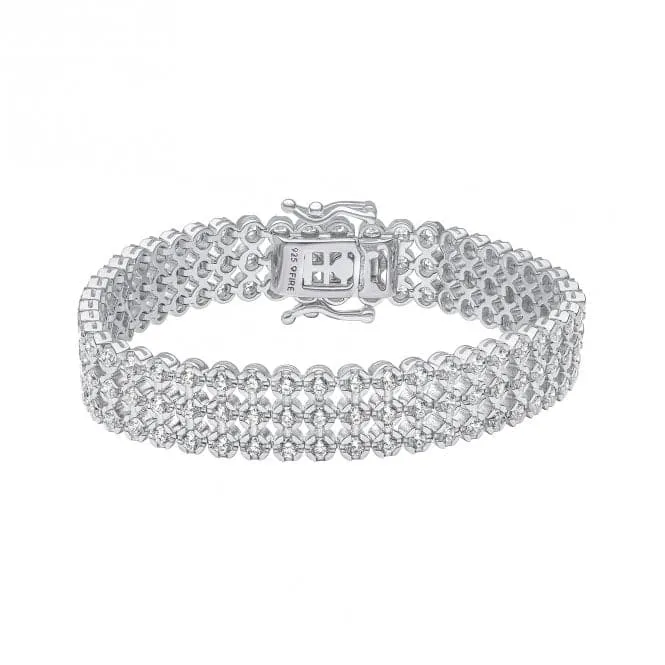 Sterling Silver Clear Cubic Zirconia Bracelet B5477