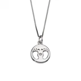 Sterling Silver Cutout Footprint Medal Pendant P4443