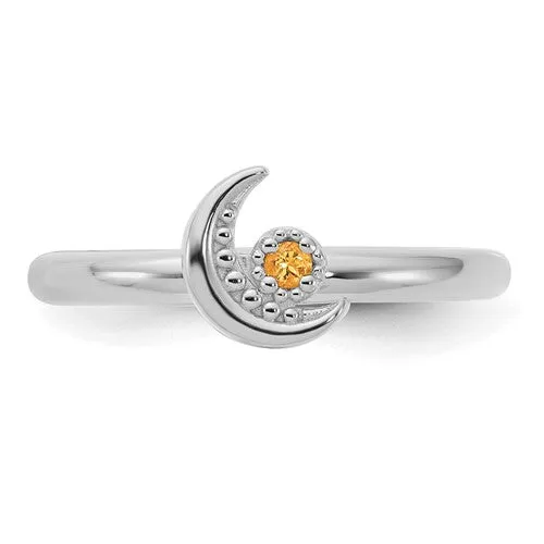 Sterling Silver Stackable Expressions Citrine Moon Ring