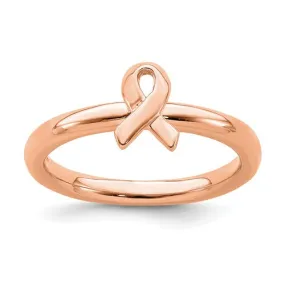 Sterling Silver Stackable Expressions Rose Gold Awareness Ribbon Ring