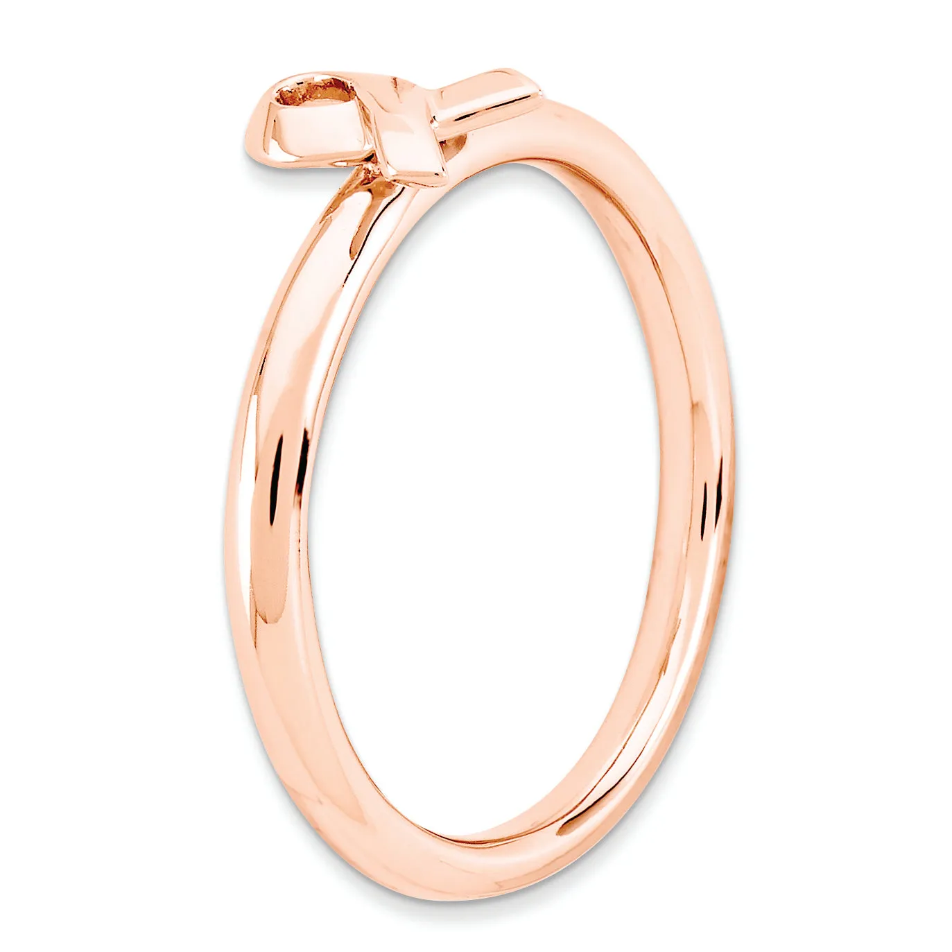 Sterling Silver Stackable Expressions Rose Gold Awareness Ribbon Ring