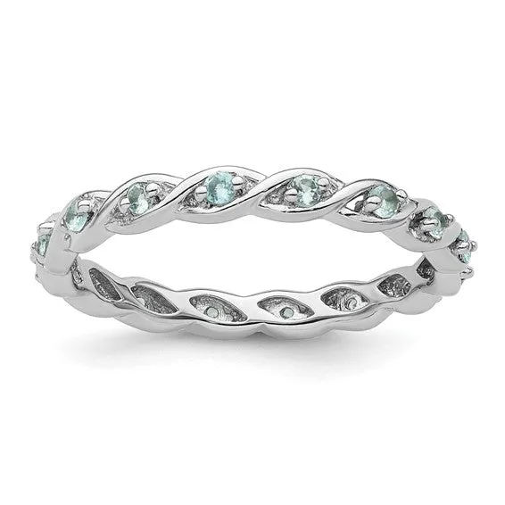 Sterling Silver Stackable Expressions Sky Blue Topaz Twist Ring