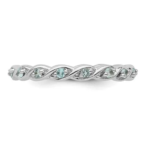 Sterling Silver Stackable Expressions Sky Blue Topaz Twist Ring