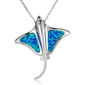 Sterling Silver Stingray Pendant with Opal Inlay