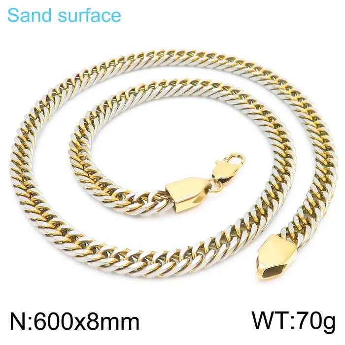 Stylish Personalized Titanium Steel Men's Bracelet and Necklace with Double-Woven Cuban Chain Design