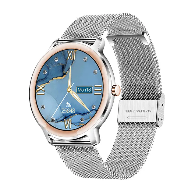 Super Slim Fashion Women Smart Watch  Full Touch Round Screen Smartwatch for Woman Heart Rate Monitor For Android and IOS