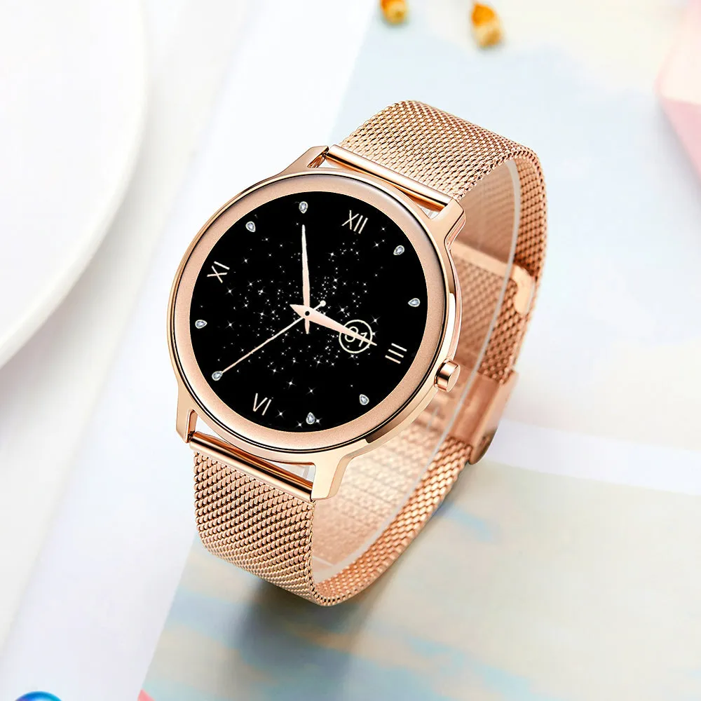 Super Slim Fashion Women Smart Watch  Full Touch Round Screen Smartwatch for Woman Heart Rate Monitor For Android and IOS