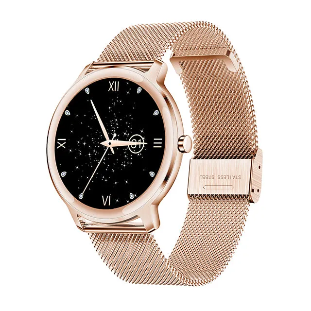 Super Slim Fashion Women Smart Watch  Full Touch Round Screen Smartwatch for Woman Heart Rate Monitor For Android and IOS