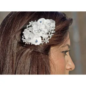 Sweet Chiffon and Crystals Flower Comb