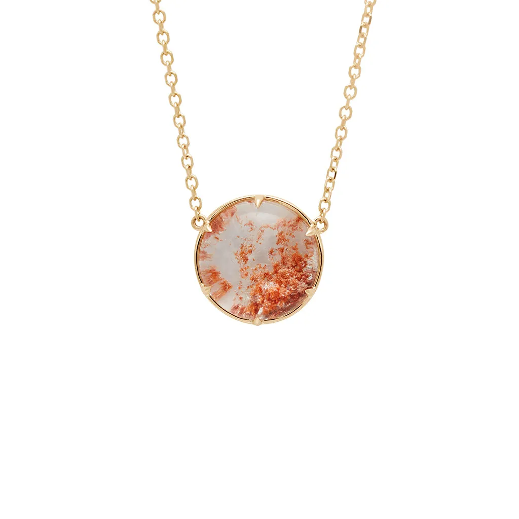 Terra Firma Cabochon Necklace - Yellow Gold, Round Quartz & Champagne Diamond