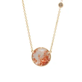 Terra Firma Cabochon Necklace - Yellow Gold, Round Quartz & Champagne Diamond