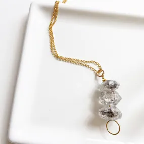 The Keeper- Herkimer Diamond Quartz Pendant Necklace in Gold