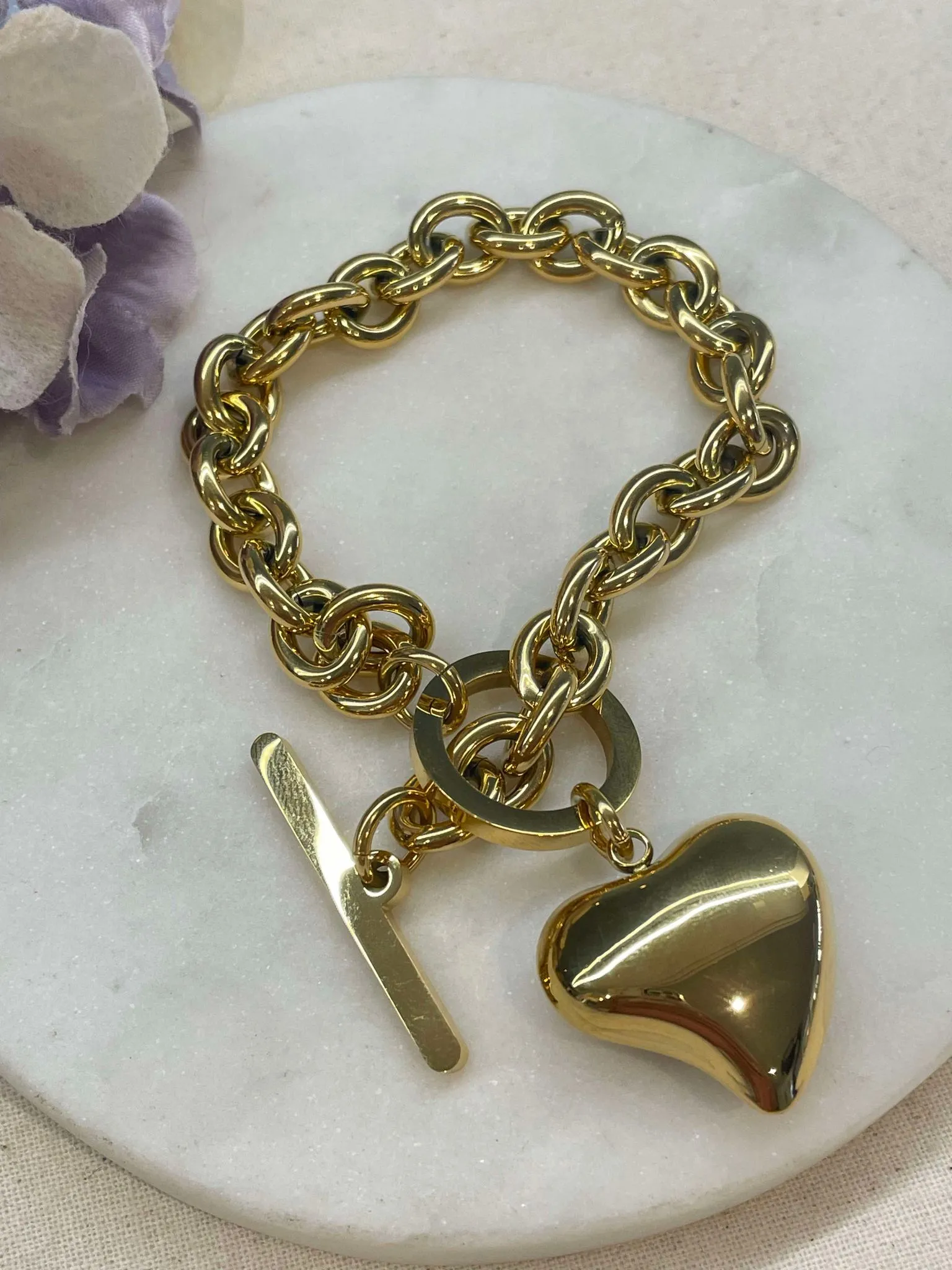 The large heart lock bracelet - gold – Tarnish Proof Jewellery