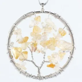 The Tree of Life Healing Natural Gemstone Pendant Necklace - Citrine