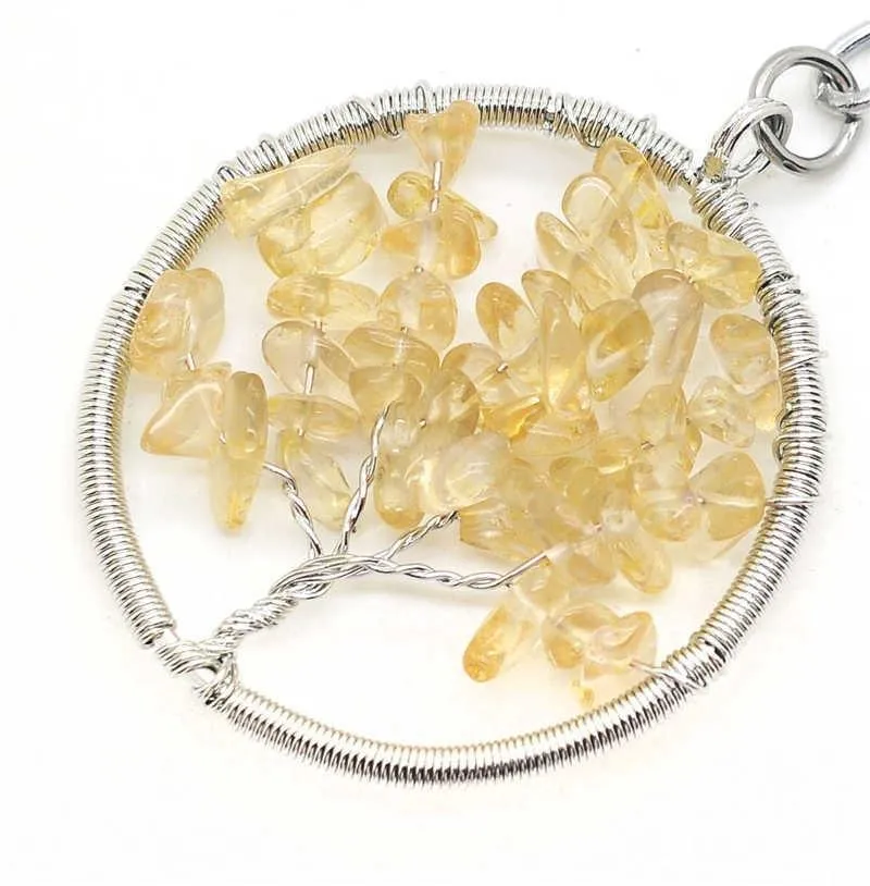 The Tree of Life Healing Natural Gemstone Pendant Necklace - Citrine