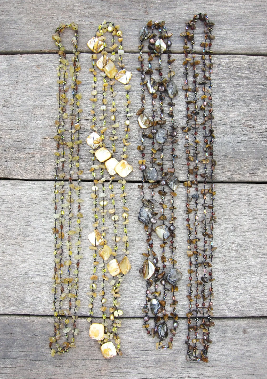 Tiger Eye   Citrine Stone Chips Layering Necklaces - ALL ON SALE!