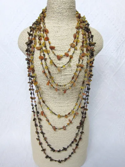 Tiger Eye   Citrine Stone Chips Layering Necklaces - ALL ON SALE!