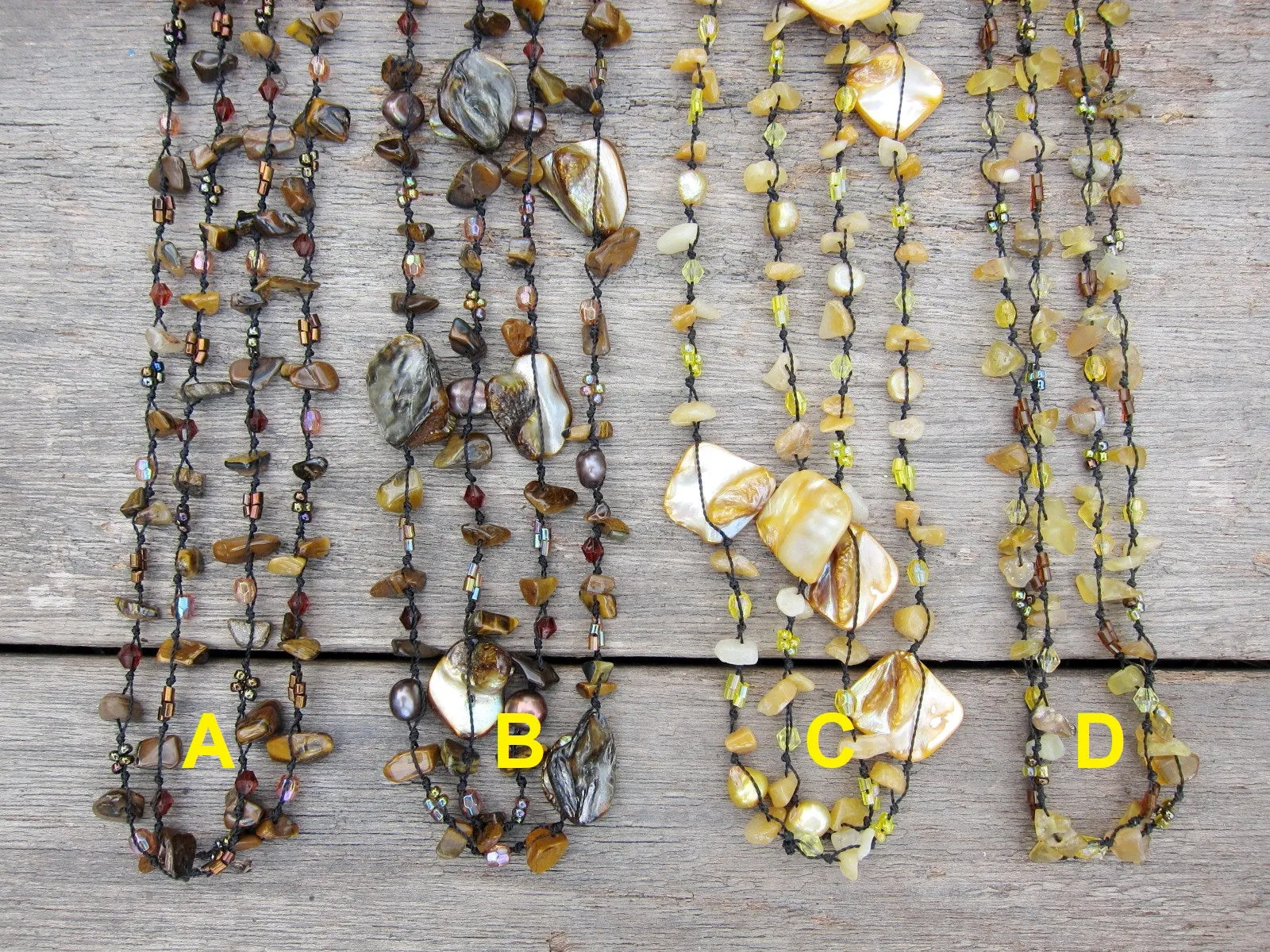 Tiger Eye   Citrine Stone Chips Layering Necklaces - ALL ON SALE!