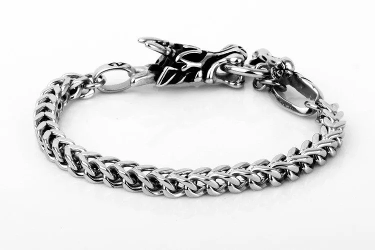 Titanium stainless steel jewelry Casting Classic fashion Men's Dragon Biker Bracelet