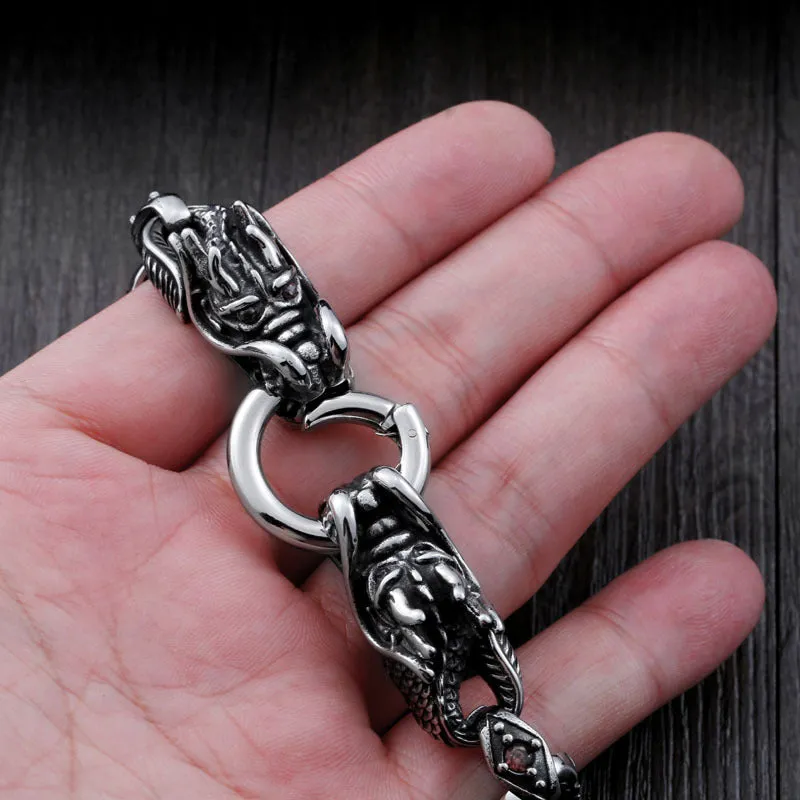 Titanium Steel Dragon Gem Bracelet for Men - Retro Fashion Jewelry Wholesale