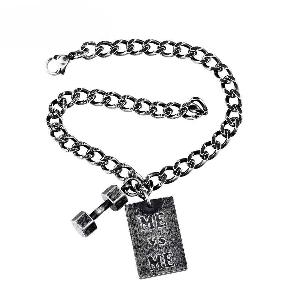 Titanium Steel Unisex Dumbbell Bracelet - ME VS ME Fitness Jewelry for Men and Women