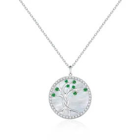 Tree of Life Pendant Necklace White Mother of Pearl for Women 0203