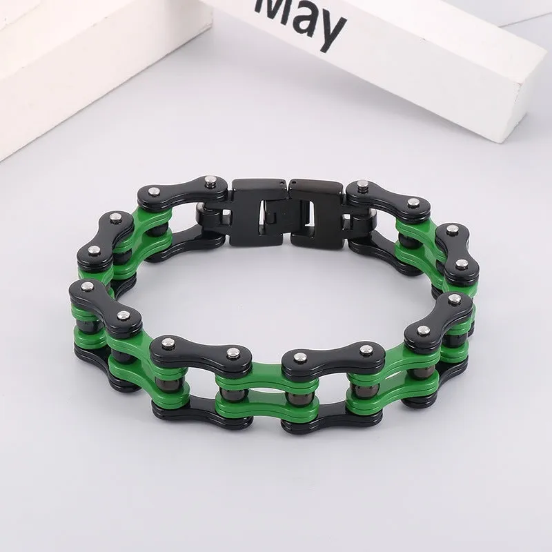 Trendy Men's Titanium Steel Bicycle Chain Bracelet - Rock Punk Style