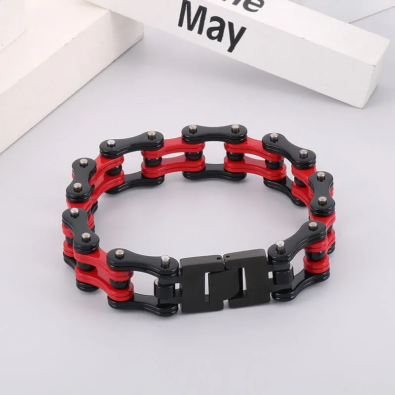 Trendy Men's Titanium Steel Bicycle Chain Bracelet - Rock Punk Style