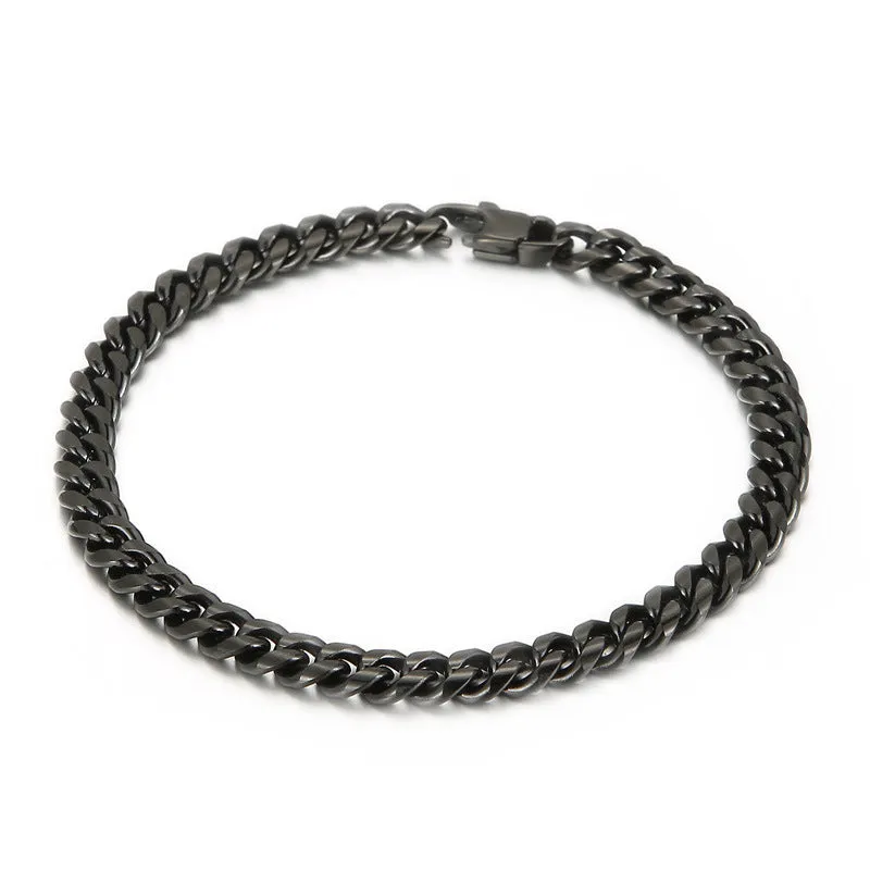 Trendy Titanium Steel Men's Cuban Bracelets and Necklaces - Hip-hop Jewelry Inspired by European and American Rock Culture